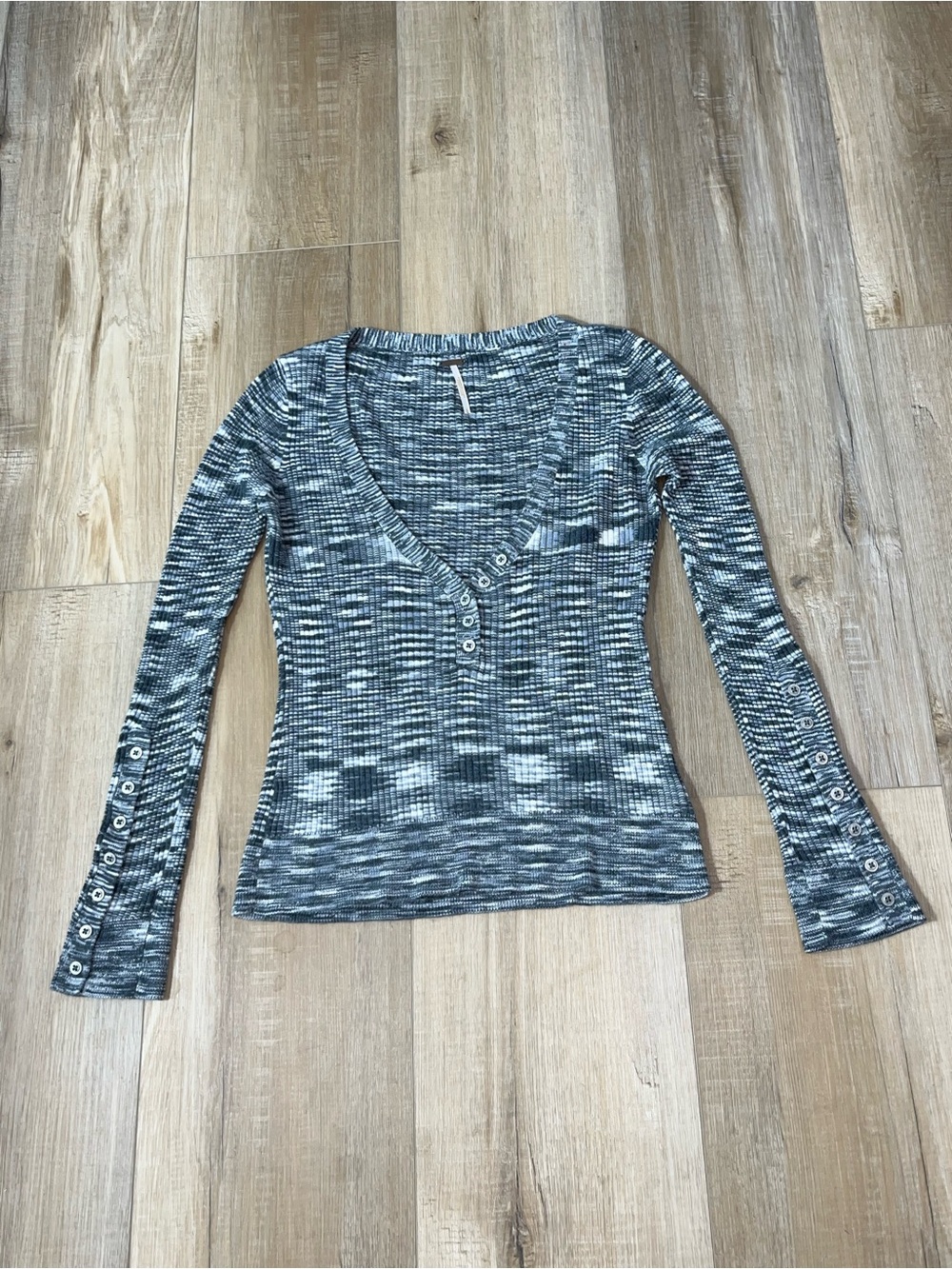 Free People Women’s Y2K Wool Blend Ribbed Henley Top Size Large